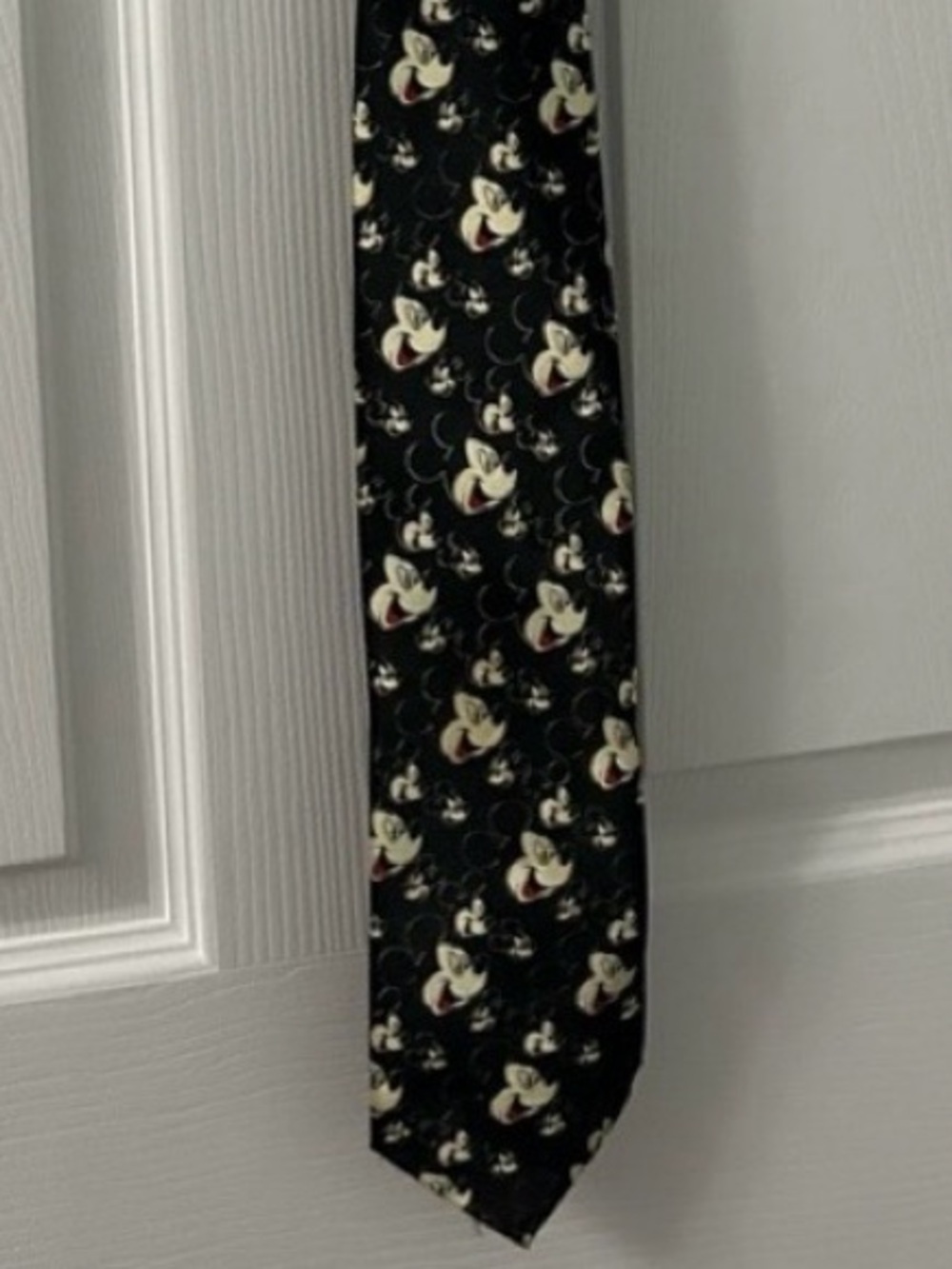Vintage Disney Black Tie with Mickey Mouse Print